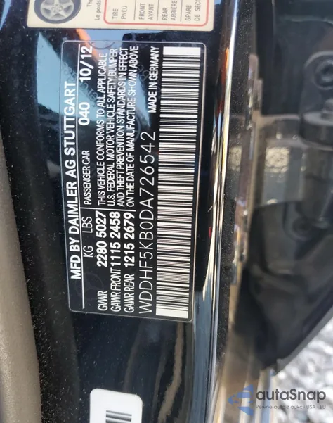 2013 Mercedes-Benz E 350 из США, поврежденный, VIN WDDHF5KB0DA726542